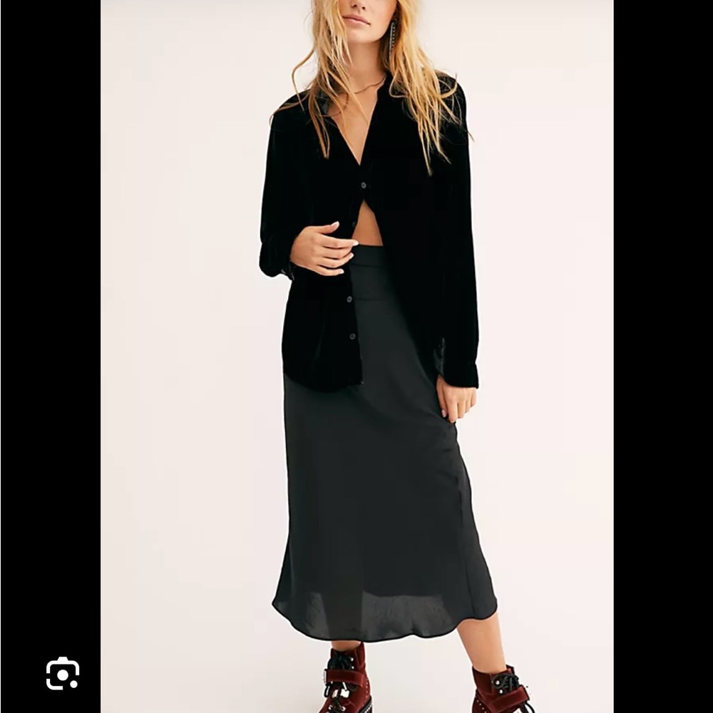 Free people Normani bias cut satin skirt